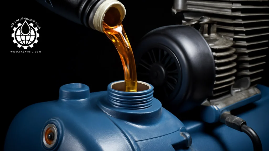 روغن کمپرسور در حال ریخته شدن در کمپرسور falatoil.com
